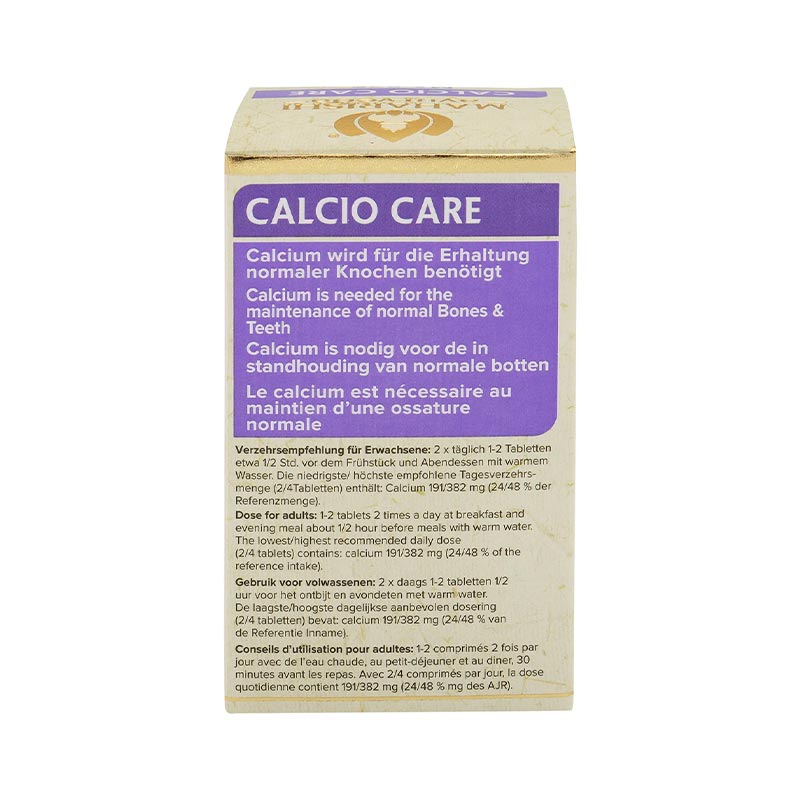 Calcio Care – Rückseite der Faltschachtel