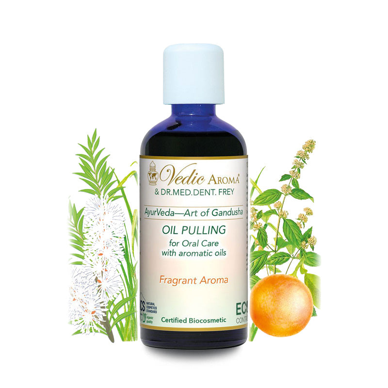 Mundziehöl Zitronenaroma Gandusha – Flasche mit Pfefferminze, Zitronengras und Orange