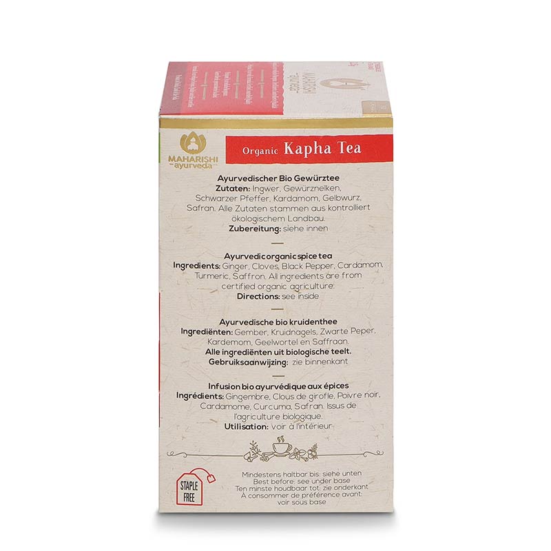 Kapha Tee, Bio – Rückseite der Packung
