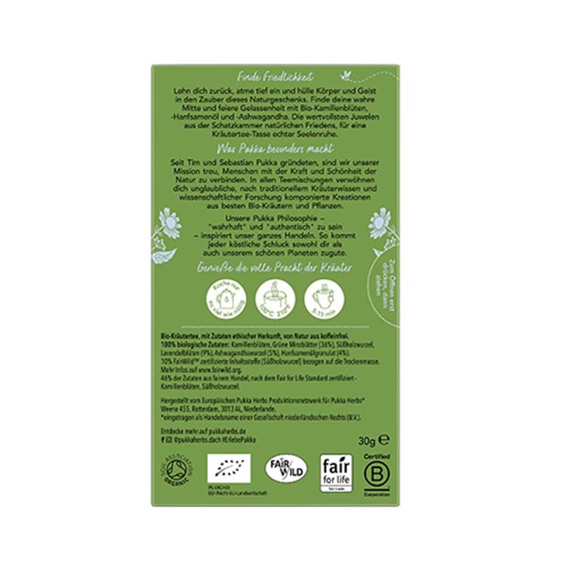 Peace Tee, Bio – Rückseite der Packung