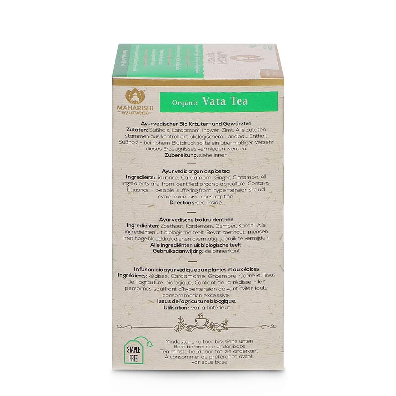 Vata Tee, Bio – Seite der Packung